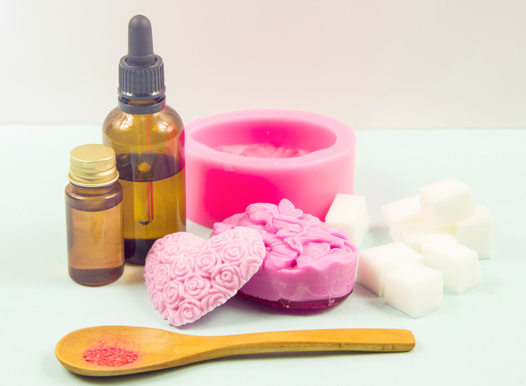 Ingredients for making melt and pour handmade soap.